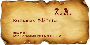 Kulhanek Mária névjegykártya